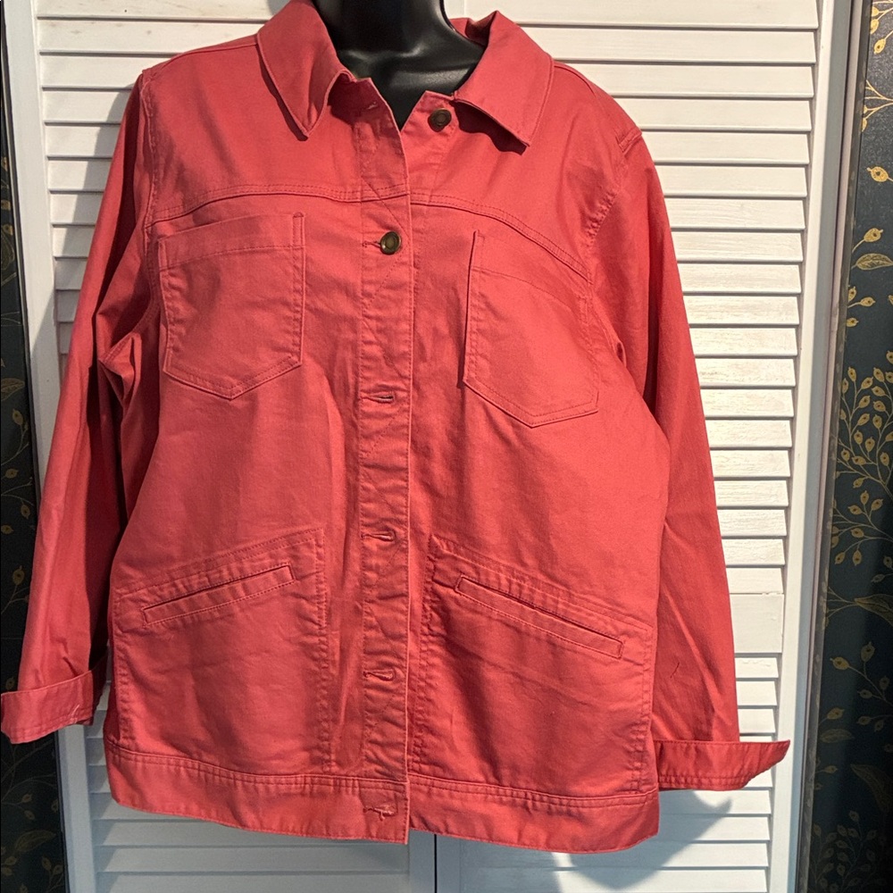 Woman Within Coral Pink Jean Jacket
